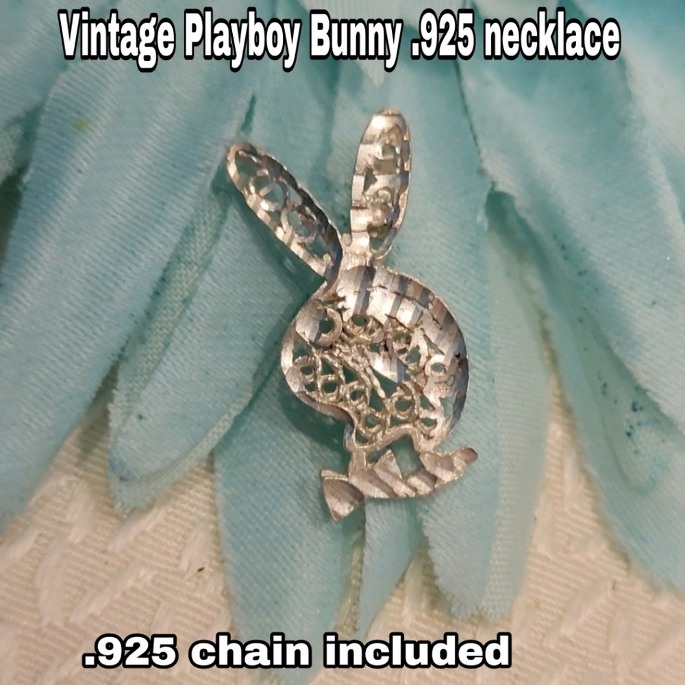 🎀Clearance🎀  VINTAGE PLAYBOY BUNNY .925 NECKLACE charm and 925 chain